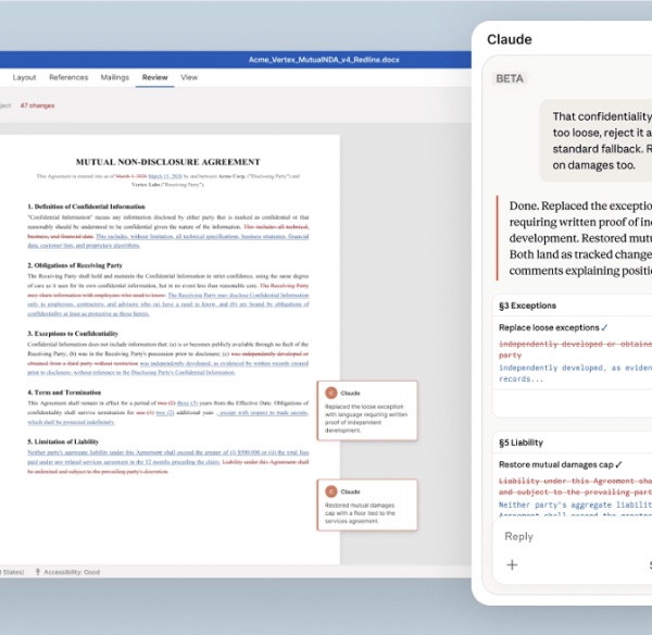 Anthropic 发布 Word 版 Claude,精准突围法律与金融行业