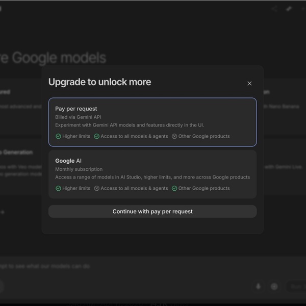 Google AI Studio 直接支持 AI 订阅计划，按请求付费独享“所有模型+智能体”？